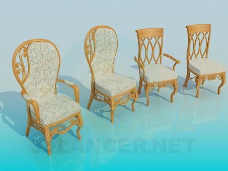 3D Modell Stühle im set - Vorschau