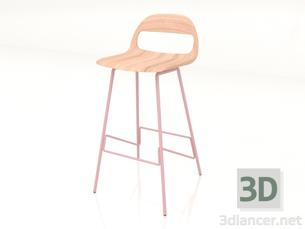 3D modeli Bar taburesi Leina (Açık pembe) - önizleme