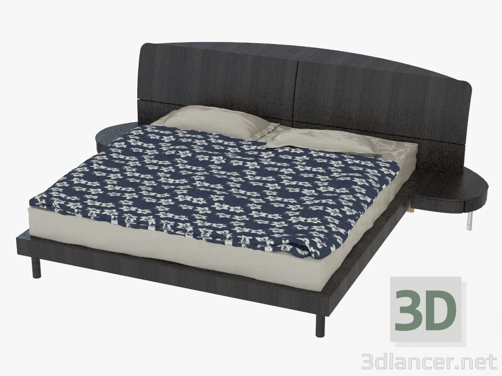 3d модель Двуспальная кровать с кожаной отделкой (JSB1016) – превью