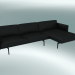 3D Modell Sofa mit Chaiselongue Outline rechts (Refine Black Leather, Black) - Vorschau