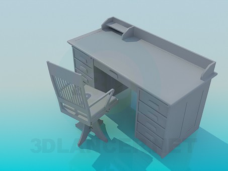 modèle 3D Bureau - preview