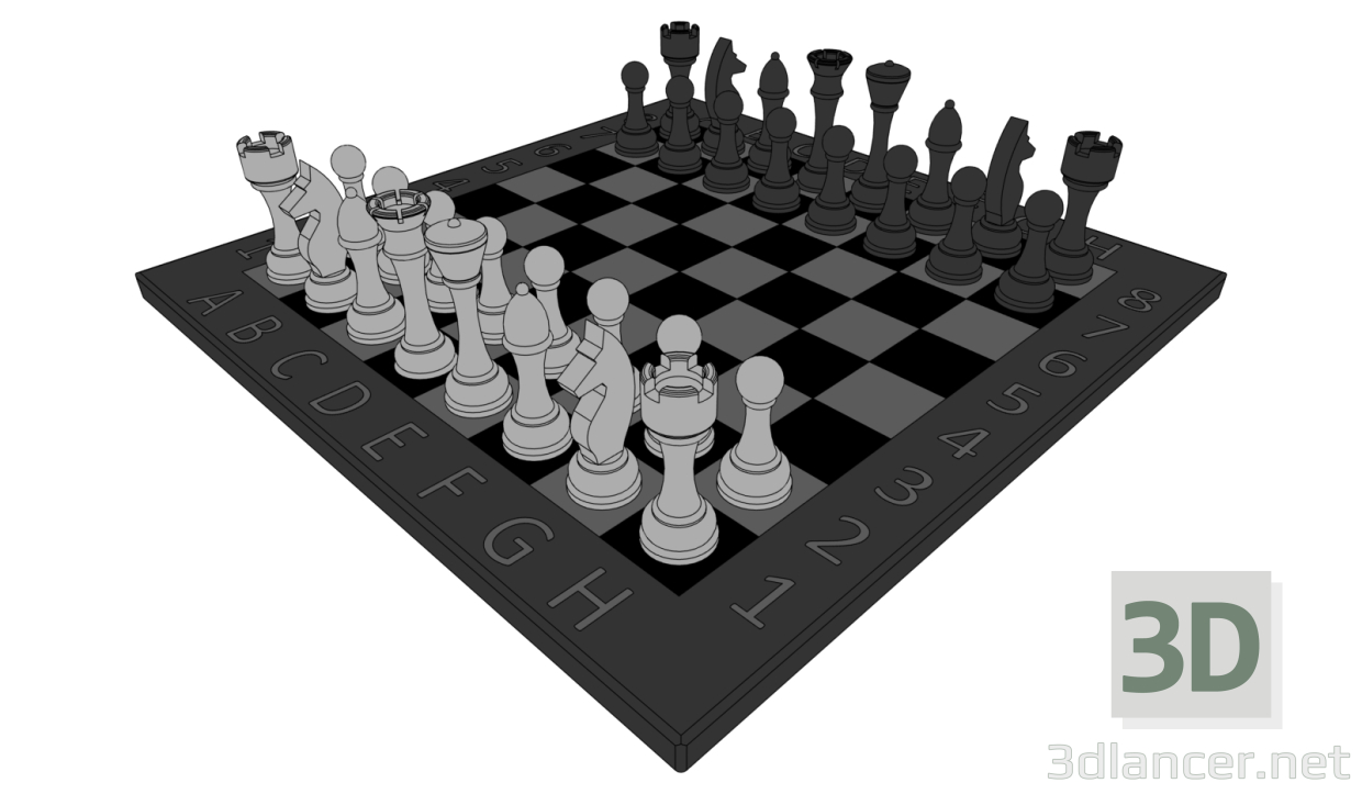 3D modeli satranç tahtası - önizleme