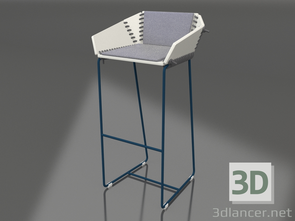 3D Modell Hochstuhl mit Rückenlehne (Graublau) - Vorschau