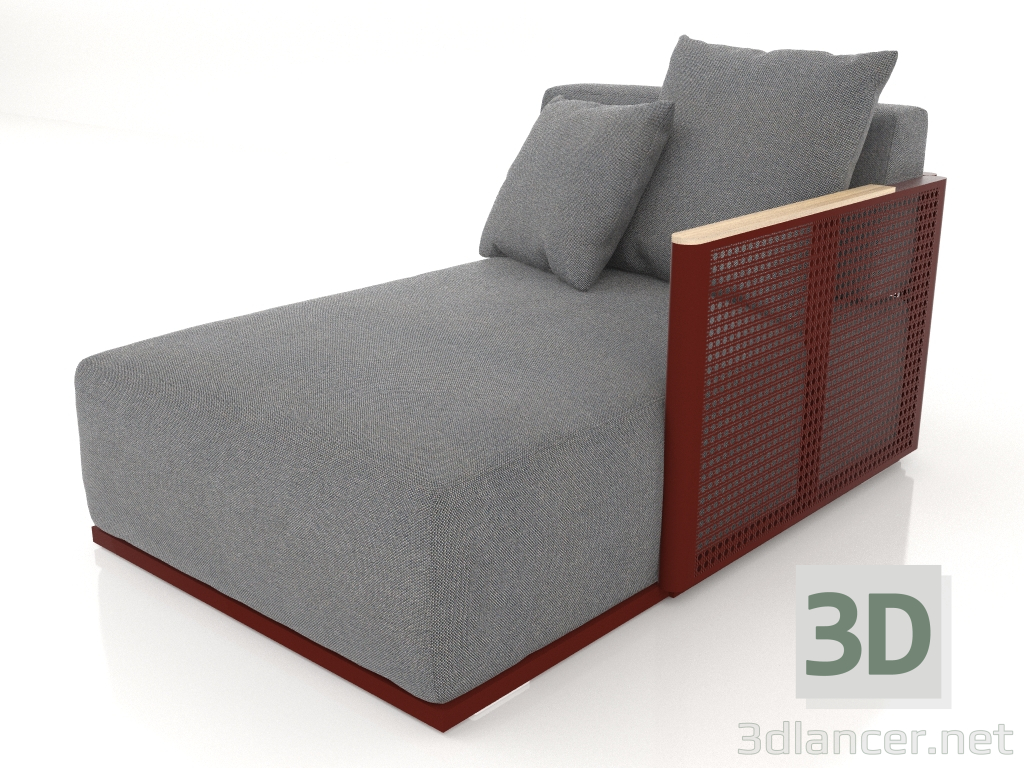 modèle 3D Module canapé section 2 droite (Rouge vin) - preview