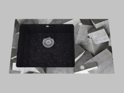Lavagem de granito de vidro, 1 câmara com uma asa para secagem - a borda redonda Capella (ZSC GB1C)
