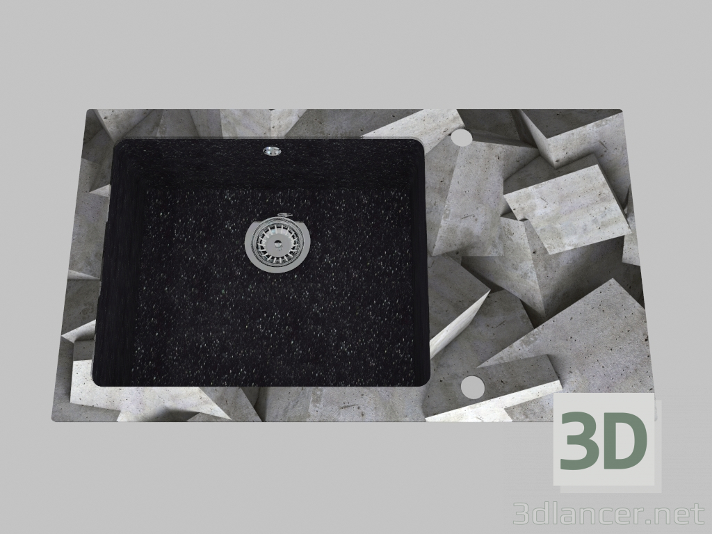 3d model Washing of glass-granite, 1 chamber with a wing for drying - the edge round Capella (ZSC GB1C) - preview