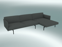 Sofa with chaise lounge Outline, right (Remix 163, Black)