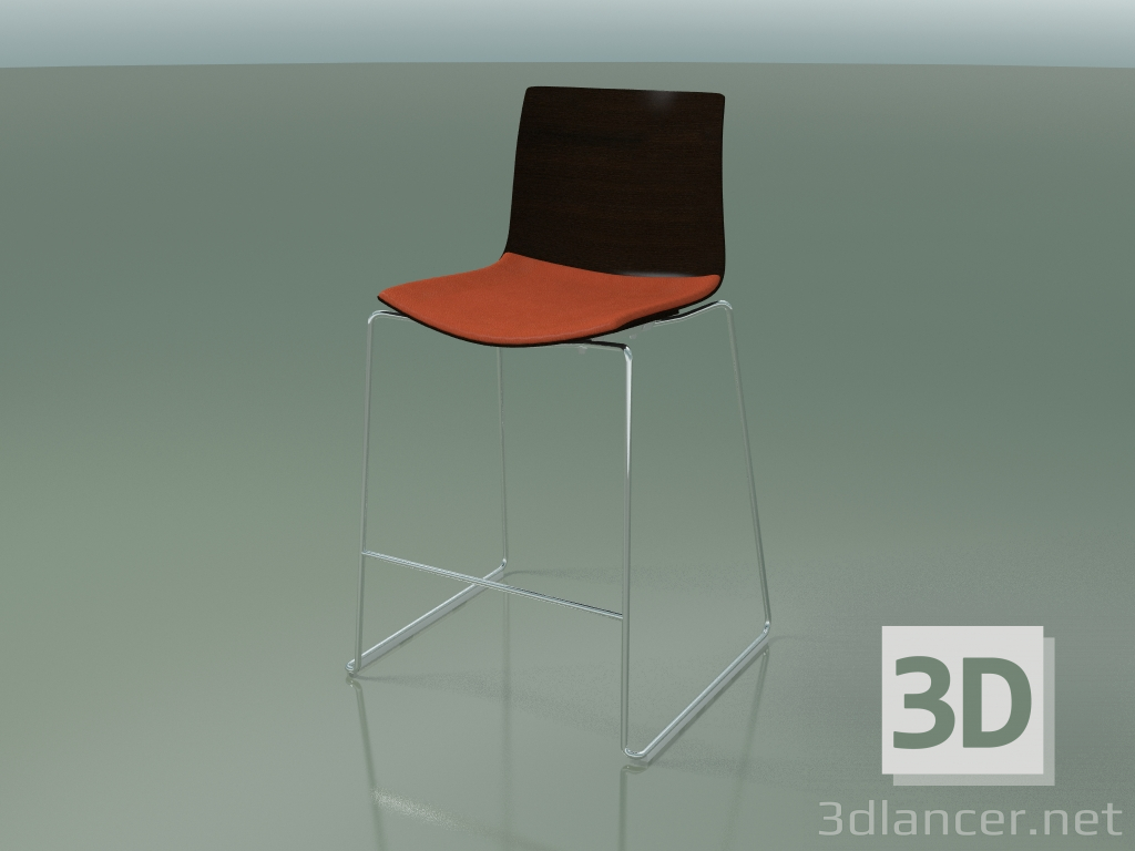 3d model Bar stool 0304 (on a sled, with a pillow on the seat, wenge) - preview