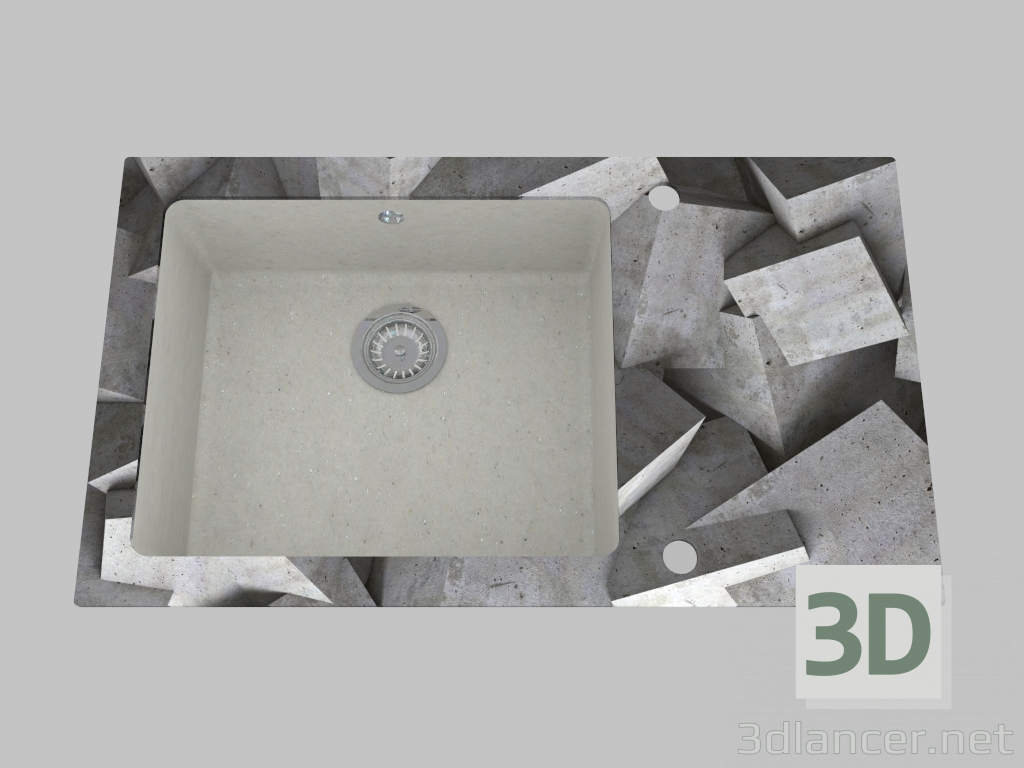 3D Modell Waschen von Glas-Granit, 1 Kammer mit einem Flügel zum Trocknen - der Rand einer Runde Capella (ZSC - Vorschau