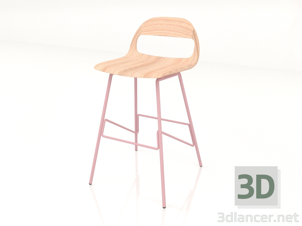 modèle 3D Chaise semi-bar Leina (Rose clair) - preview