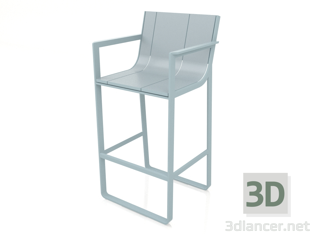 modèle 3D Tabouret avec dossier haut et accoudoirs (Bleu gris) - preview