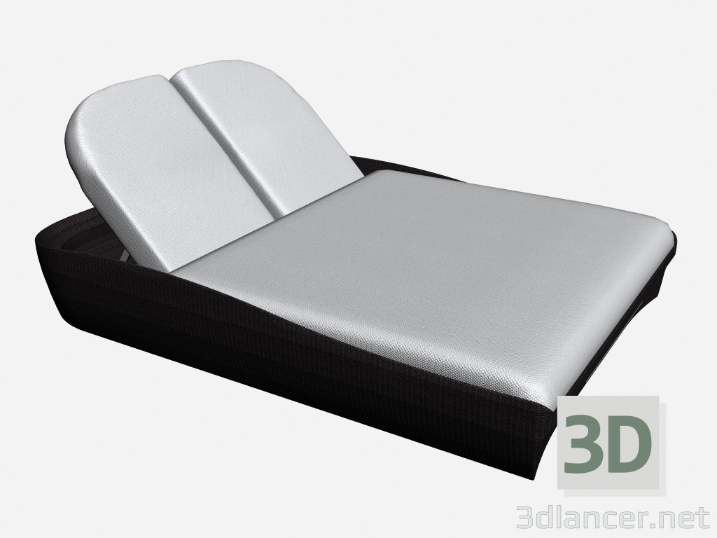 modèle 3D Chaise 2 lits 2 places Chaise Longe avec espace intérieur fort 46610 46660 - preview
