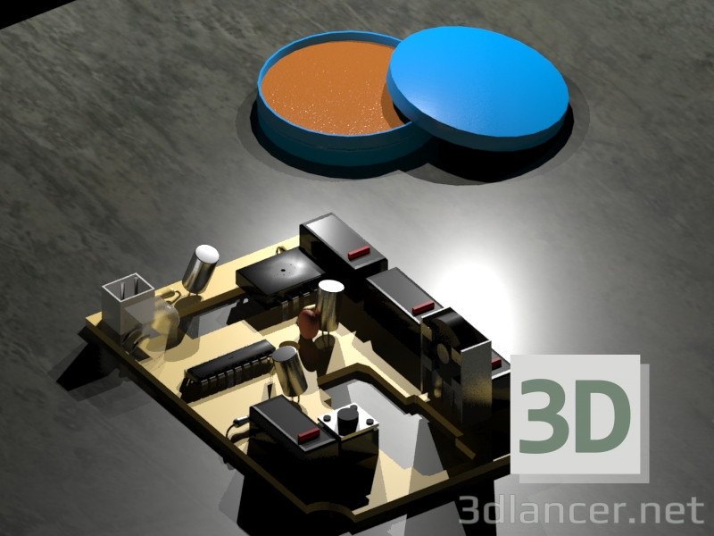 modello 3D placa base de mouse - anteprima