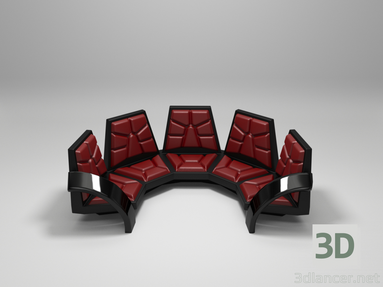3d Кожаный диван модель купить - ракурс