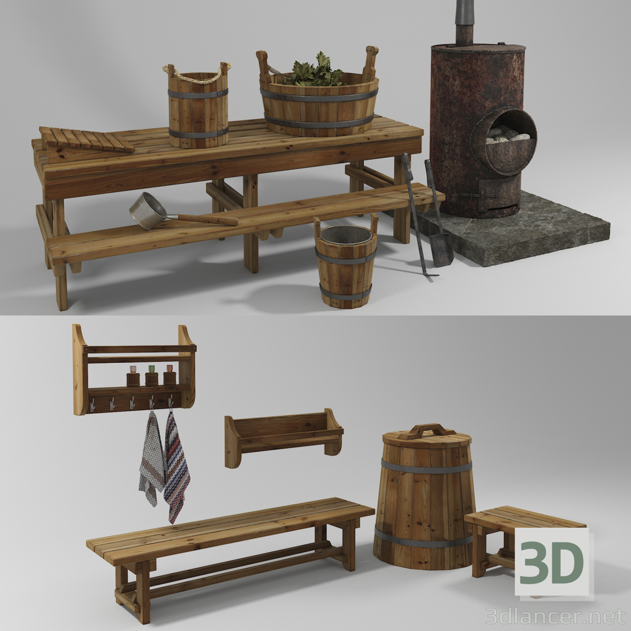 3d Accesories and bath accessories model buy - render