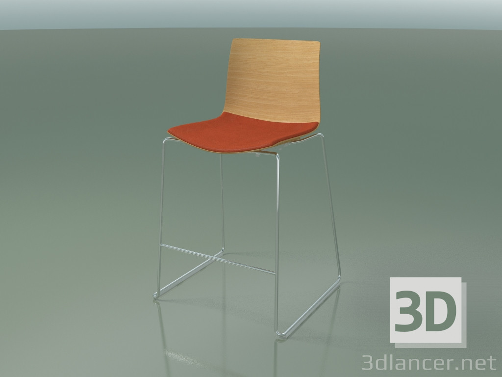 3D modeli Bar taburesi 0304 (bir kızakta, koltukta bir yastık ile, doğal meşe) - önizleme