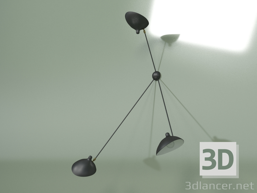 Modelo 3d Lâmpada de parede Spider 3 lâmpadas (preto) - preview