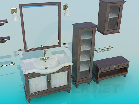 modello 3D Un set di mobili per il lavello - anteprima