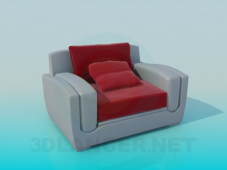 3 डी मॉडल कुर्सी कुशन के साथ - पूर्वावलोकन