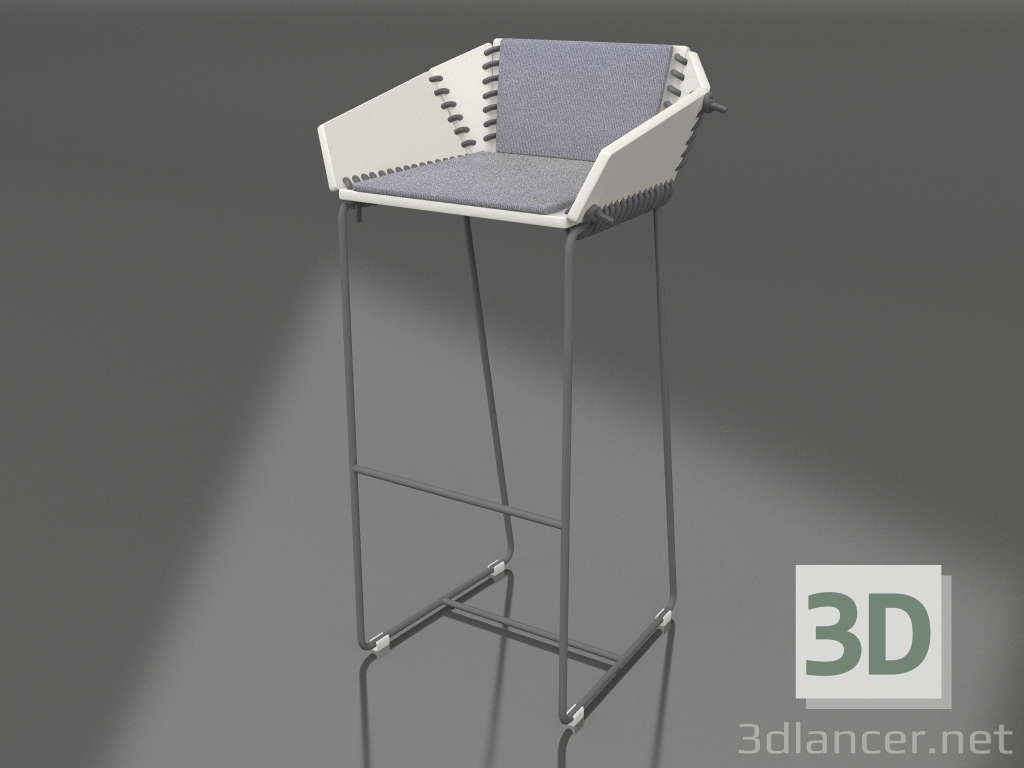 modèle 3D Chaise haute avec dossier (Anthracite) - preview