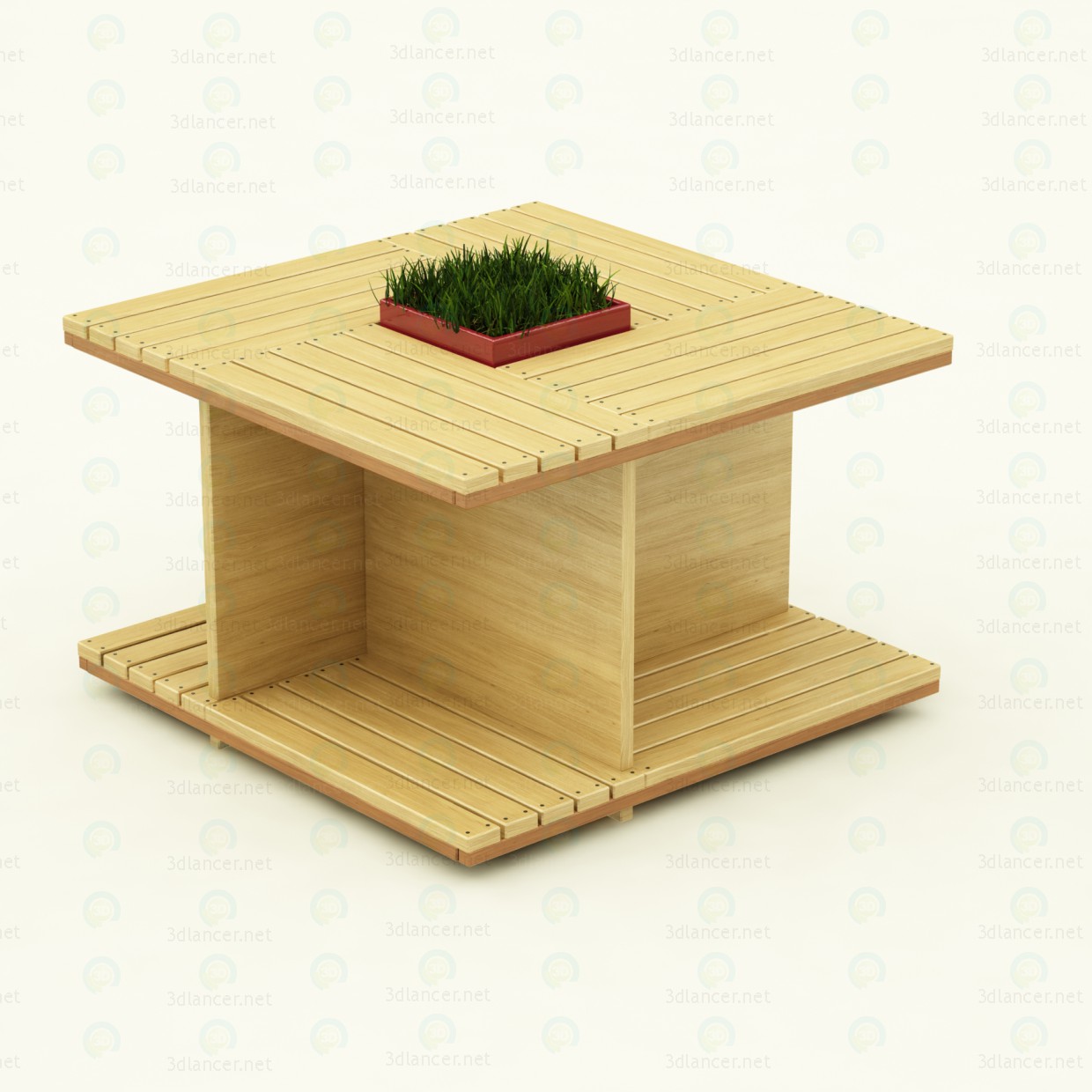 3D Modell Tisch aus Holz für den Garten - Vorschau