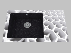 Lavello in vetro-granito, 1 camera con un'ala per l'asciugatura - Edge Diamond Capella (ZSC GC2C)