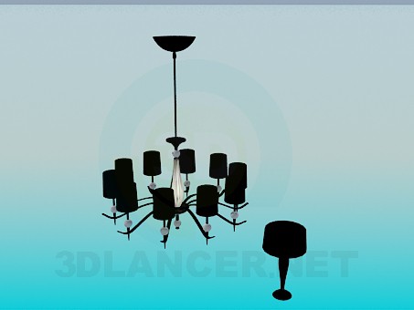 3d model Chandelier and table lamp - preview