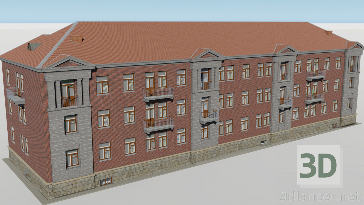 modello 3D di Edificio a tre piani 1-363-13 comprare - rendering