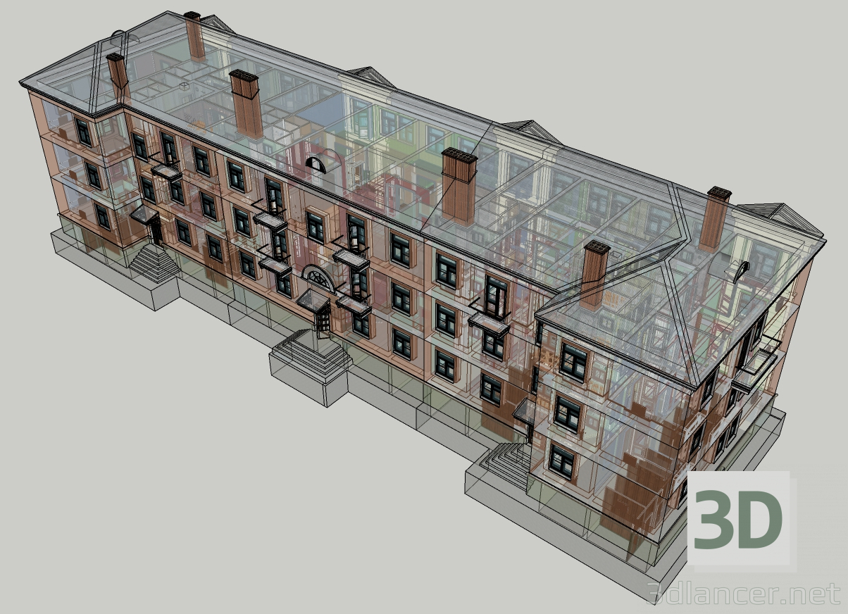 modello 3D di Edificio a tre piani 1-363-13 comprare - rendering