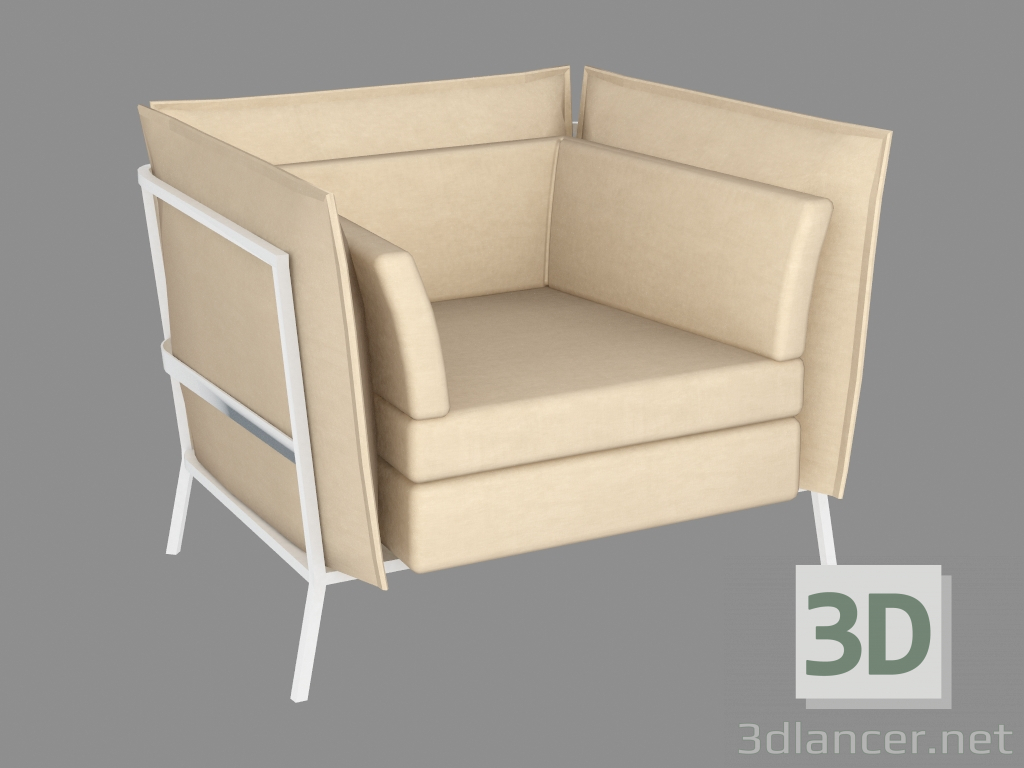 3D Modell Sessel in Lederpolsterung Korb - Vorschau