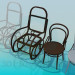 3D modeli Sallanan sandalye ve tabure - önizleme
