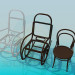 3d модель Кресло-качалки и стулья – превью