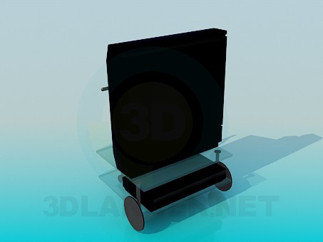 3d model TV and video player on the table - preview