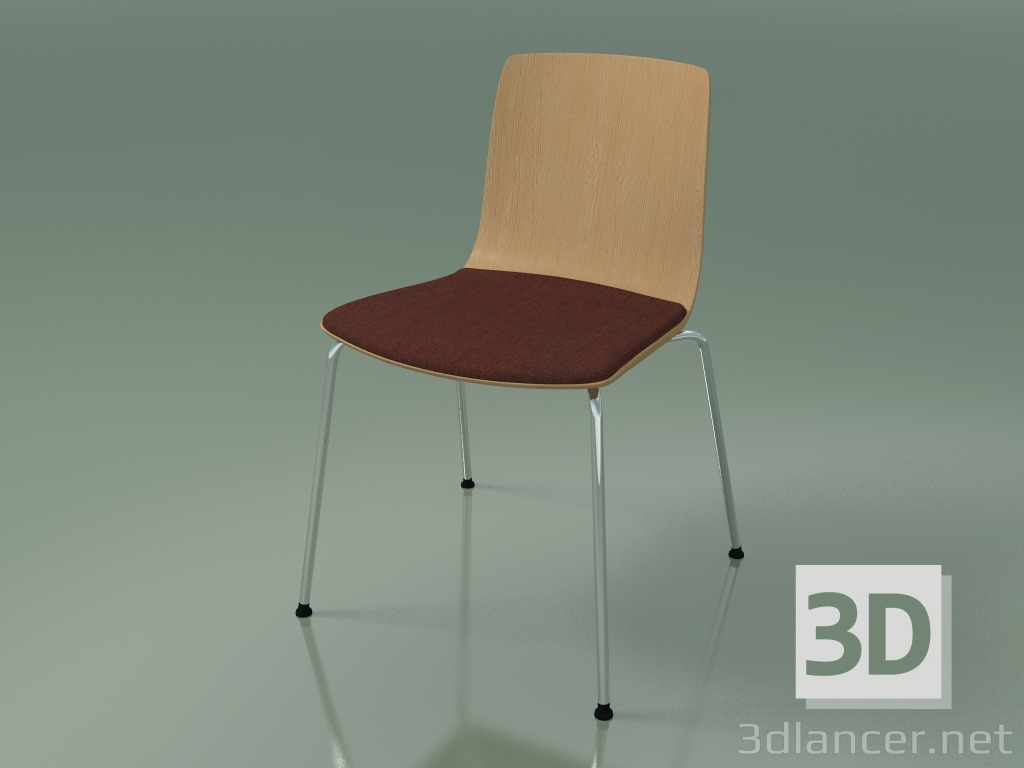 3D Modell Stuhl 3973 (4 Metallbeine, mit einem Kissen auf dem Sitz, Eiche) - Vorschau
