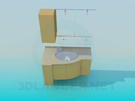 modèle 3D Meuble sous le lavabo dans le coin - preview