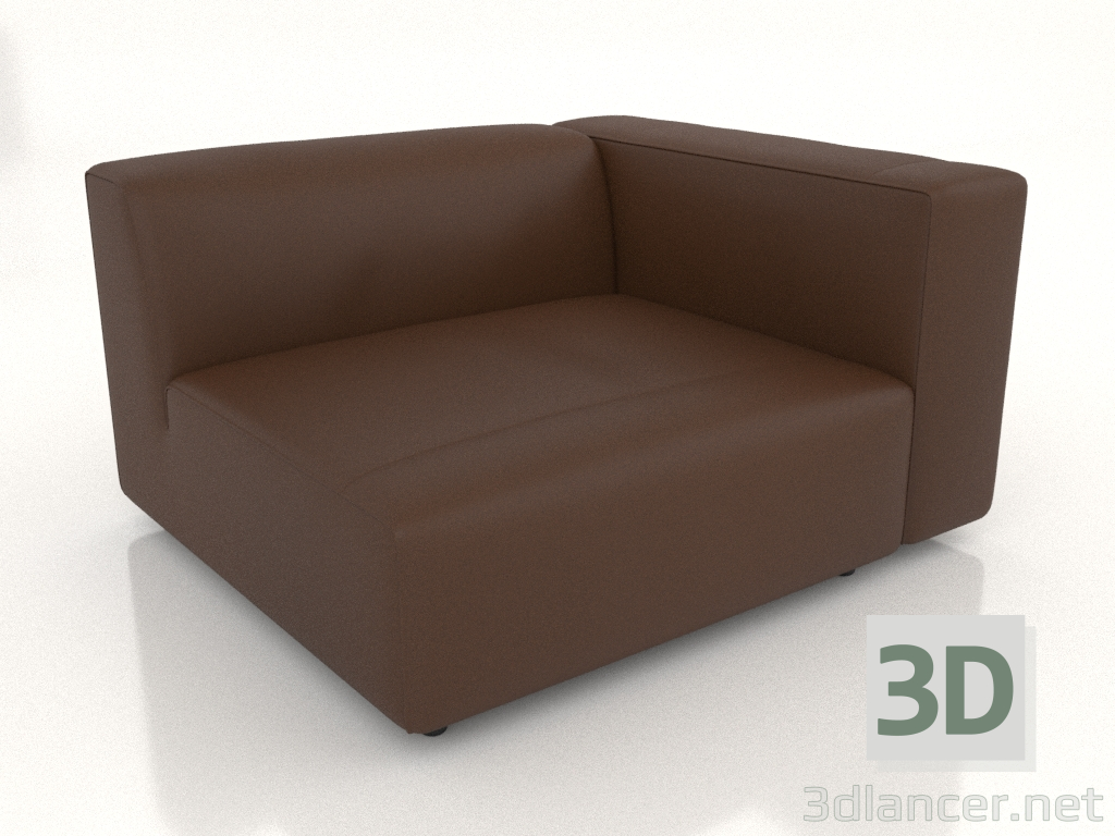 modello 3D Modulo divano singolo con bracciolo a sinistra - anteprima