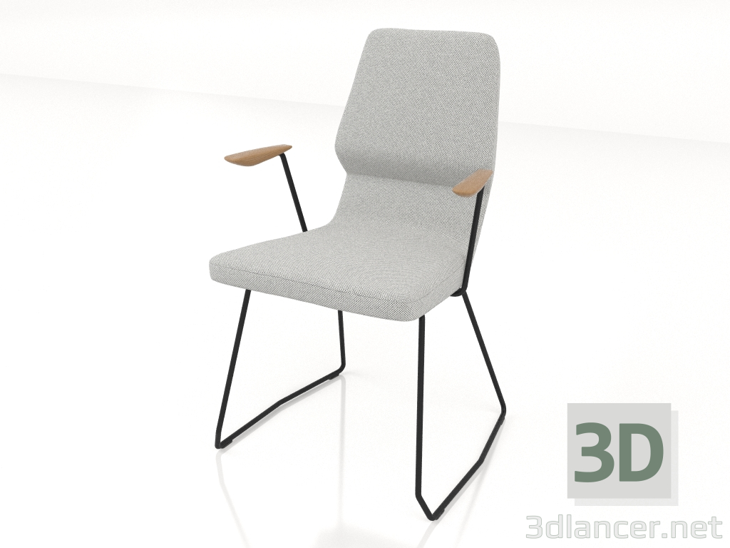 modello 3D Sedia su guide D12 mm con braccioli - anteprima