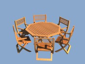 लकड़ी उद्यान फर्नीचर - मेज और कुर्सियों