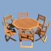 modèle 3D Meubles de jardin en bois - table et chaises - preview