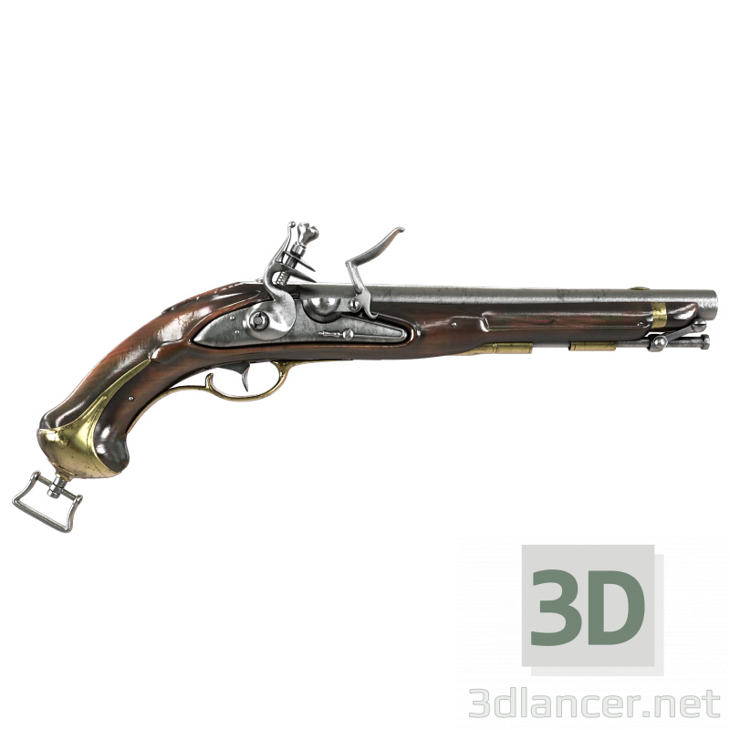Modelo 3d Arma velha (pistola) - preview