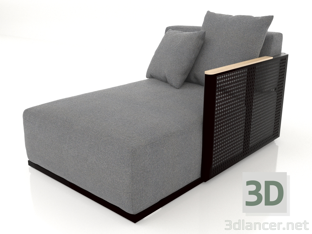 modèle 3D Module canapé section 2 droite (Noir) - preview