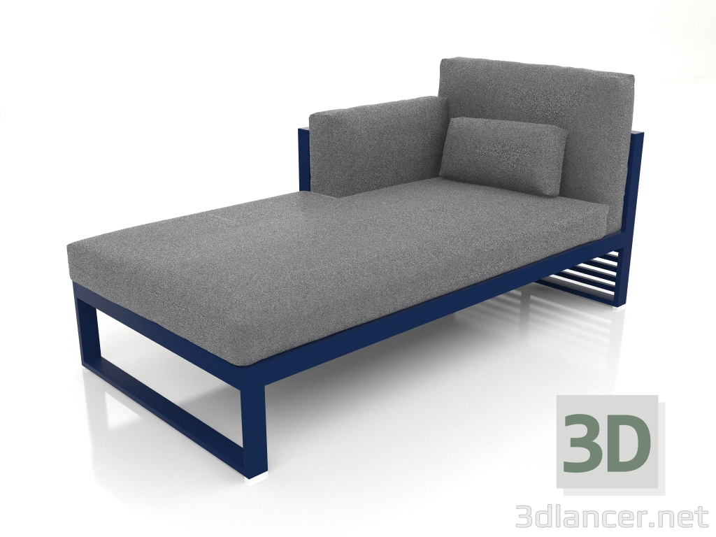 modèle 3D Canapé modulable, section 2 gauche, dossier haut (Bleu nuit) - preview