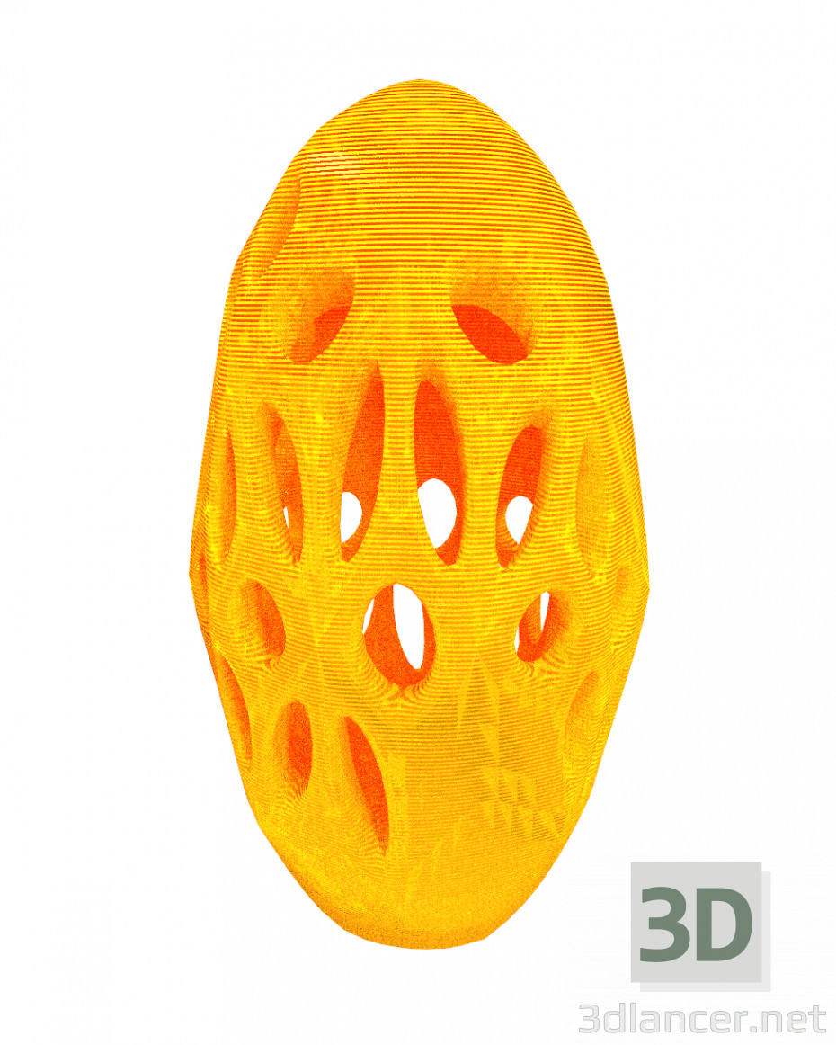 3D Modell Oval Ohrring Voronoi - Vorschau