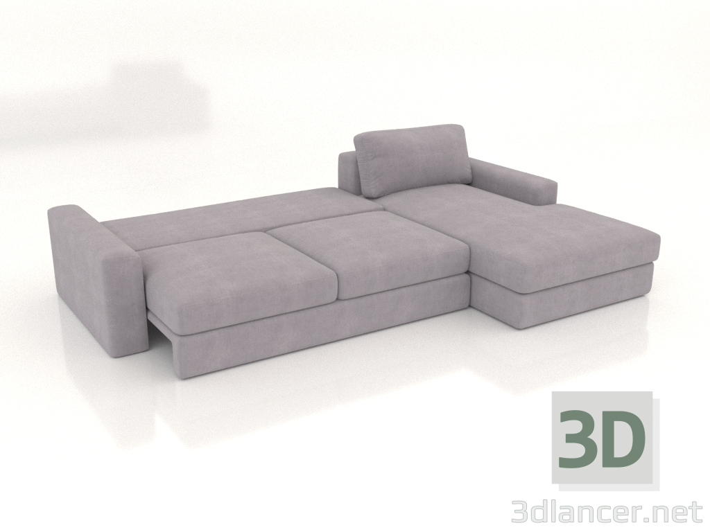 3d model PALERMO sofa with ottoman (unfolded, upholstery option 1) - preview
