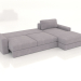 3d model PALERMO sofa with ottoman (unfolded, upholstery option 1) - preview