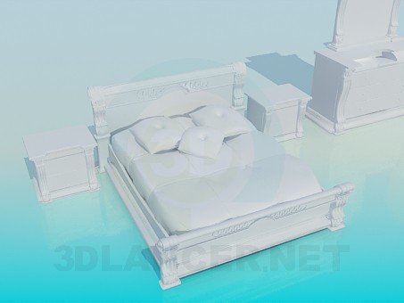modello 3D Un insieme della mobilia della camera da letto - anteprima