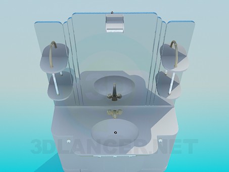 Modelo 3d Lavatório com espelho - preview