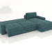 3d model PALERMO sofa with ottoman (unfolded, upholstery option 2) - preview