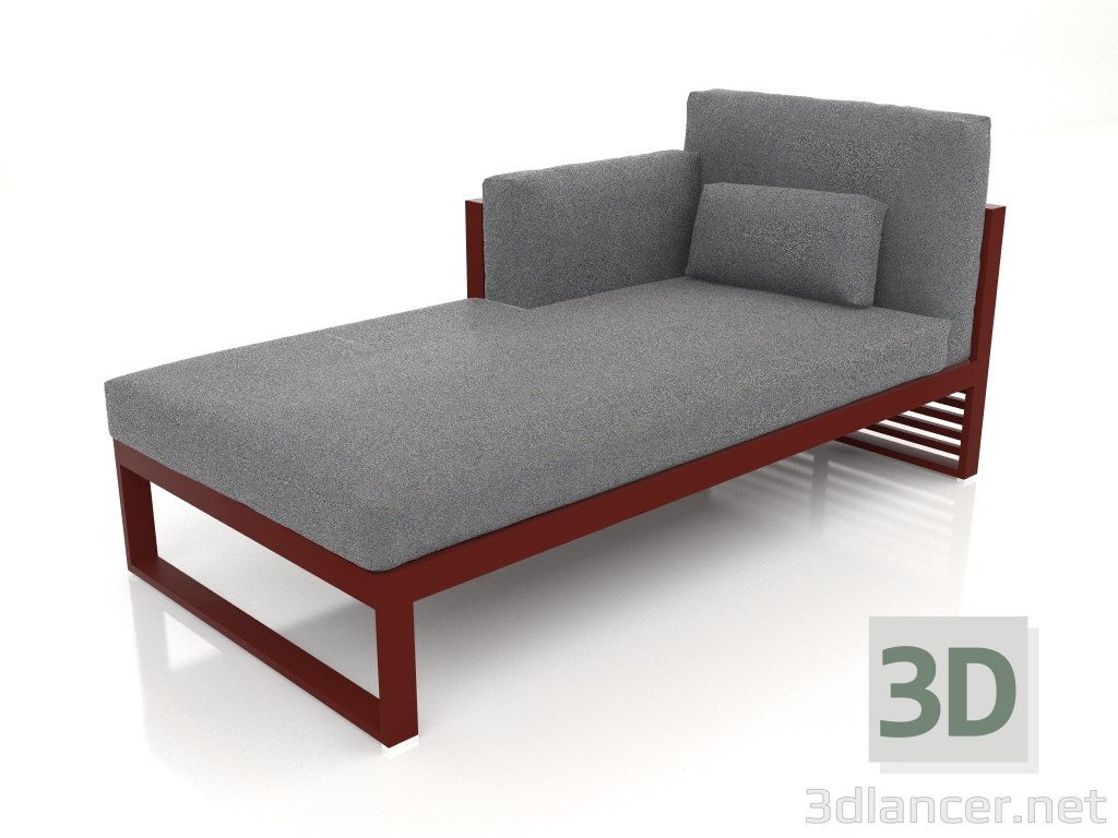 3D modeli Modüler kanepe, sol bölüm 2, yüksek arkalık (Şarap kırmızısı) - önizleme