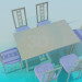 3D modeli Yemek masası ve sandalyeler dahil - önizleme